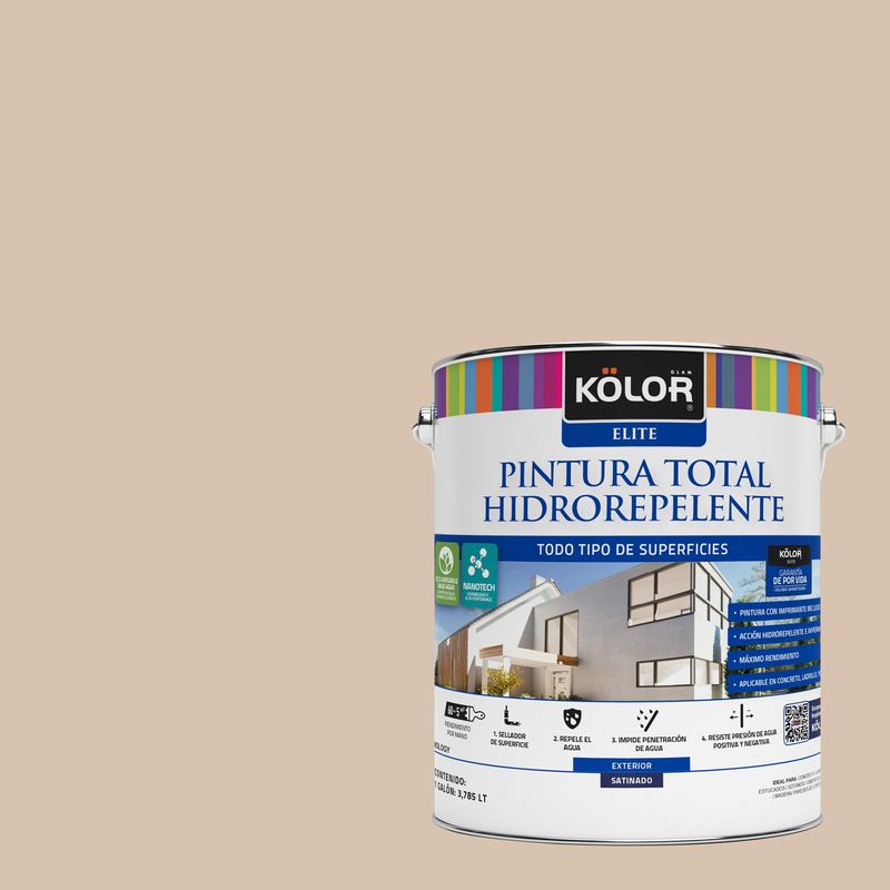 KOLOR - Esmalte al Agua Hidrorepelente Satinado 1 galón(es) Beige Vigo