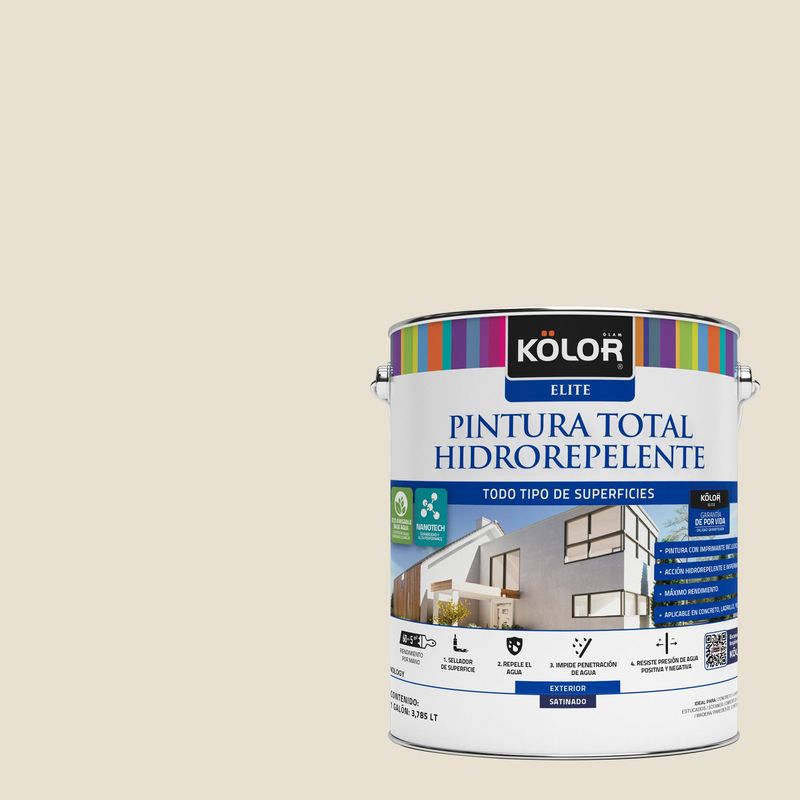 KOLOR - Esmalte al Agua Hidrorepelente Satinado 1 galón(es) Beige Livorno