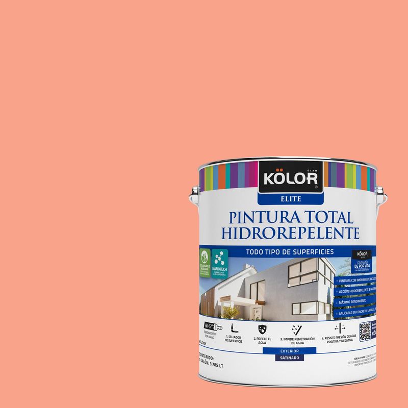 KOLOR - Esmalte al Agua Hidrorepelente Satinado 1 galón(es) Naranjo Suzuka