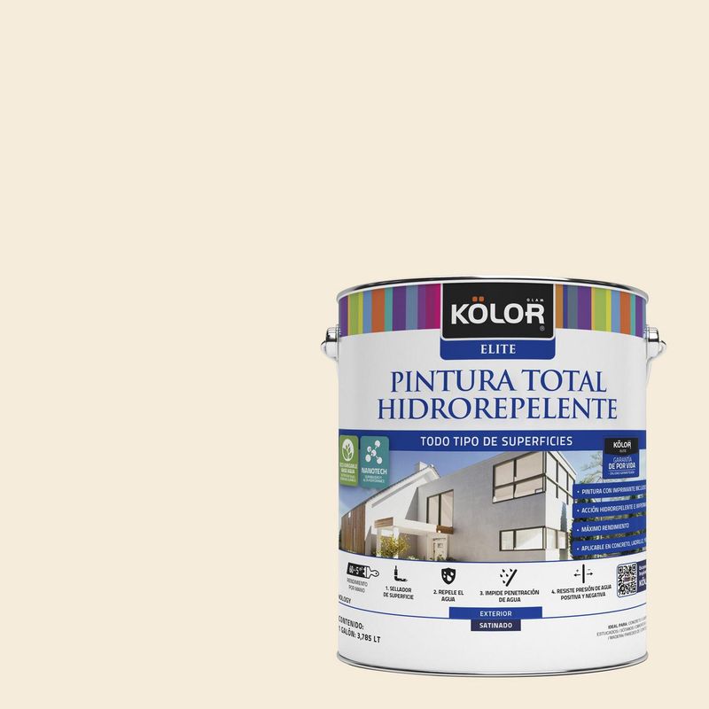 KOLOR - Esmalte al Agua Hidrorepelente Satinado 1 galón(es) Blanco Bangkok