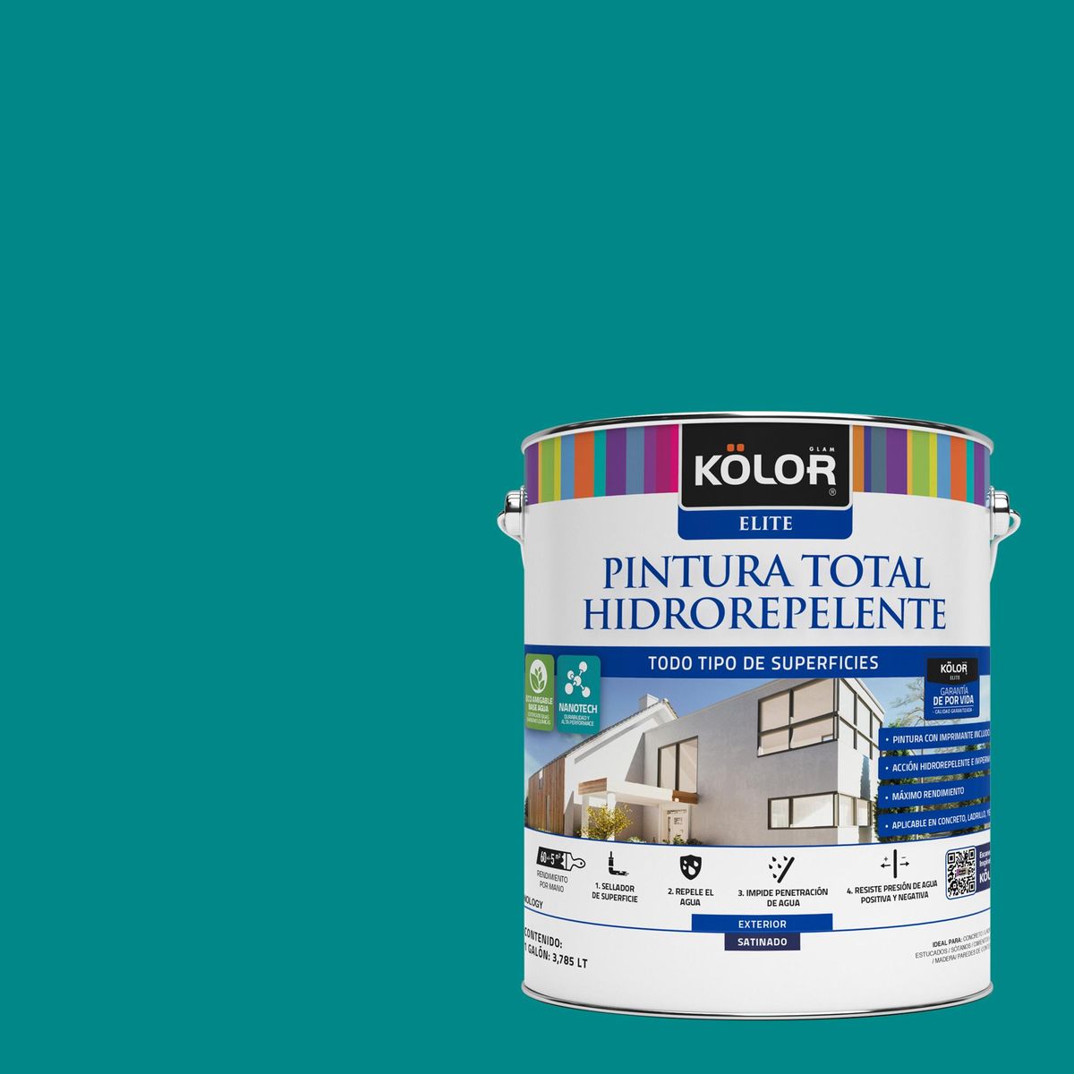 KOLOR - Esmalte al Agua Hidrorepelente Satinado 1 galón(es) Verde Surat 
