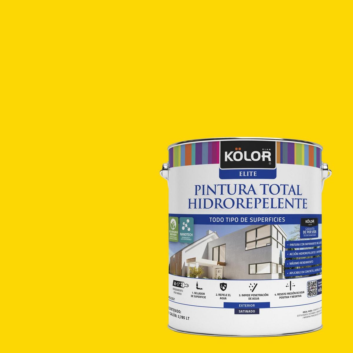 KOLOR - Esmalte al Agua Hidrorepelente 1 galón(es) Satinado Amarillo Guspini