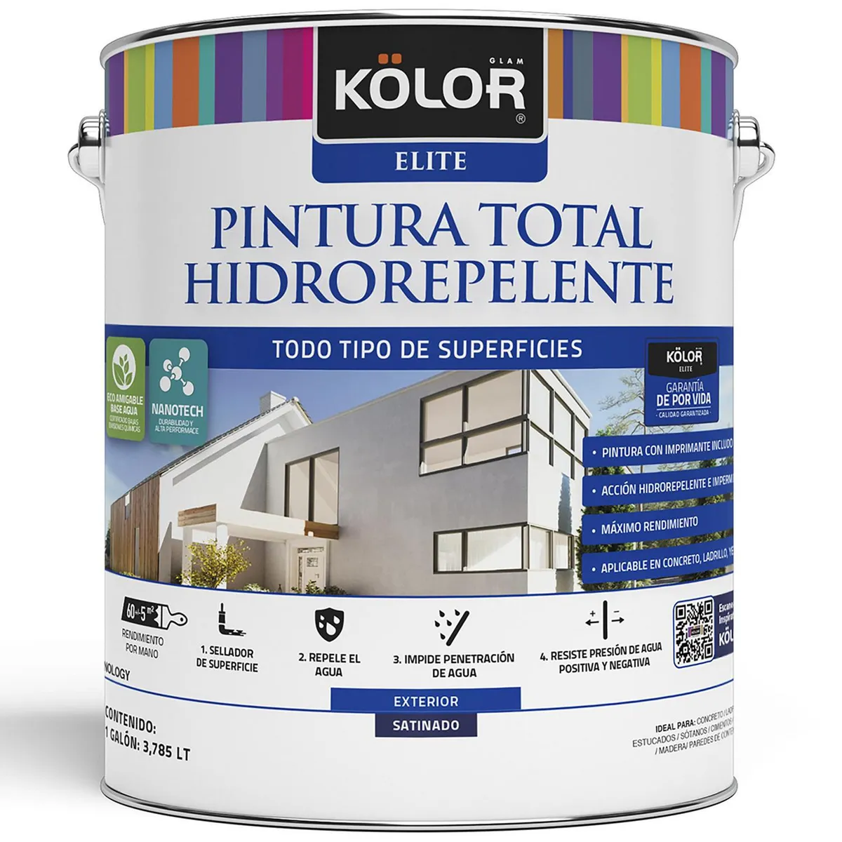 KOLOR - Esmalte al Agua Hidrorepelente Satinado 1 galón(es) Rojo Finlandia 