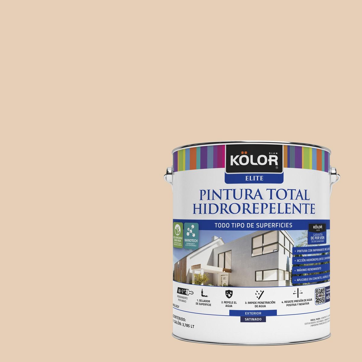 KOLOR - Esmalte al Agua Hidrorepelente Galón 1 galón(es) Satinado Beige Accra