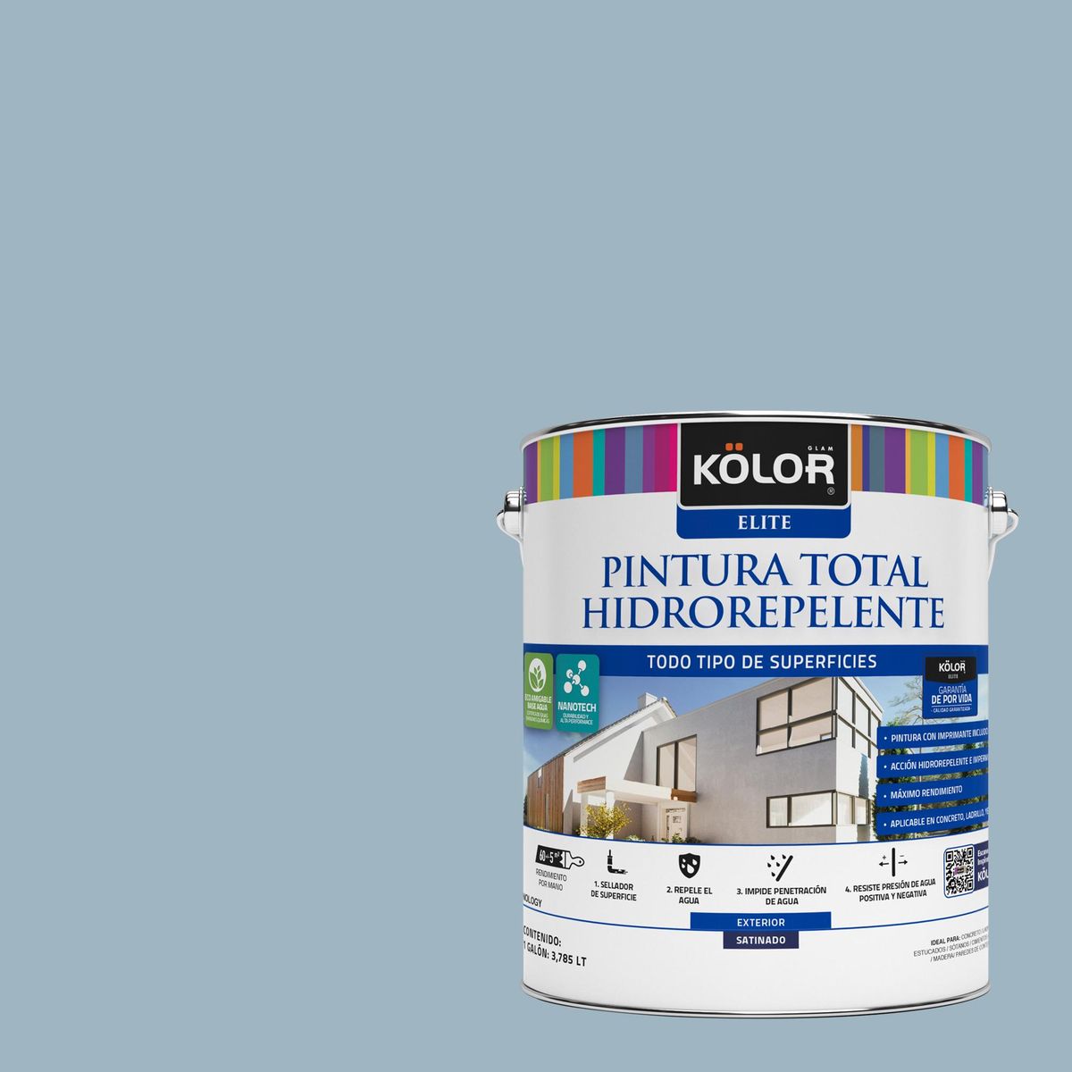 KOLOR - Esmalte al Agua Hidrorepelente Galón 1 galón(es) Satinado Azul Croasia