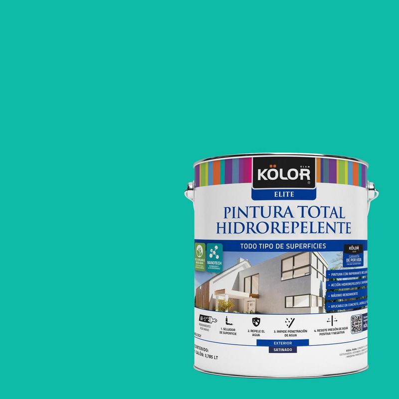 KOLOR - Esmalte al Agua Hidrorepelente Satinado 1 galón(es) Verde Nanded 