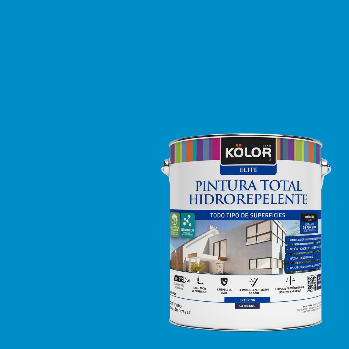 KOLOR - Esmalte al Agua Hidrorepelente 1 galón(es) Satinado Azul Forli