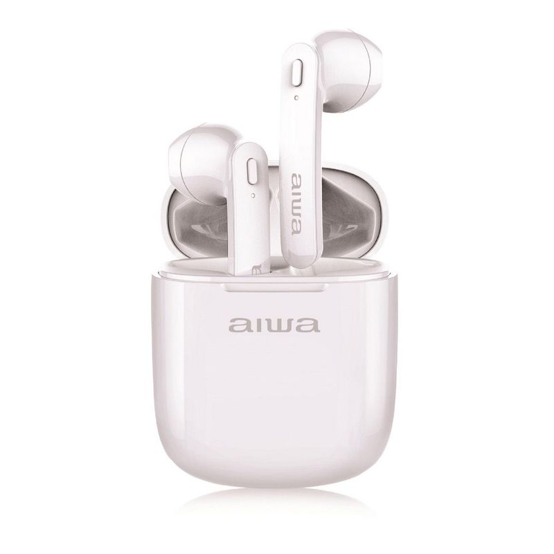 AIWA - Audífonos inalámbricos bluetooth blancos