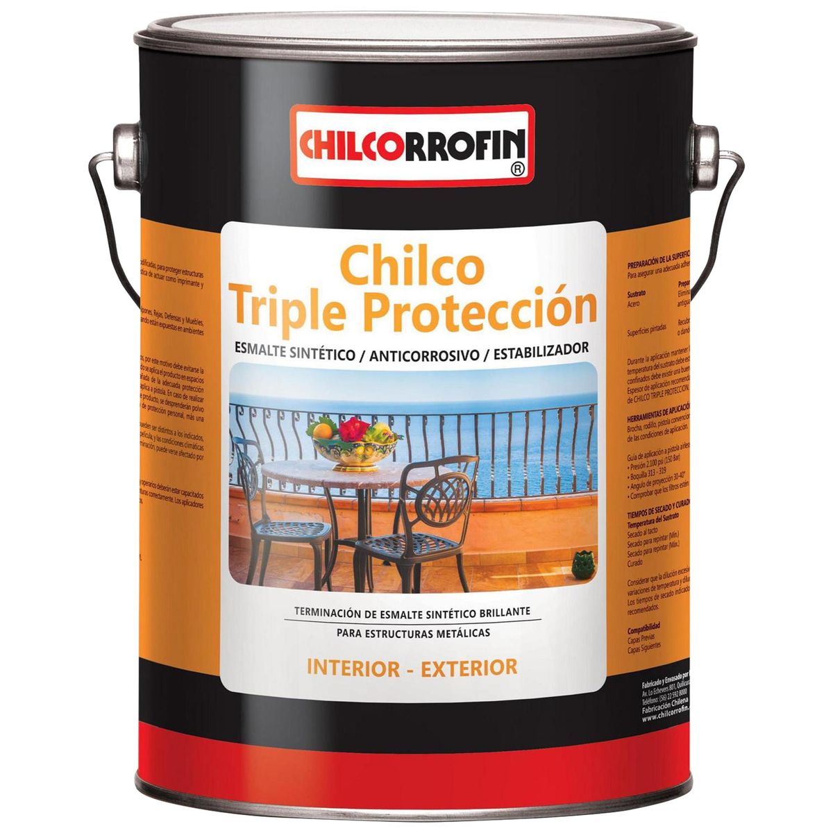 CHILCORROFIN - Triple Protección Fierros y Aceros Lata 1 galón(es) Brillante Negro