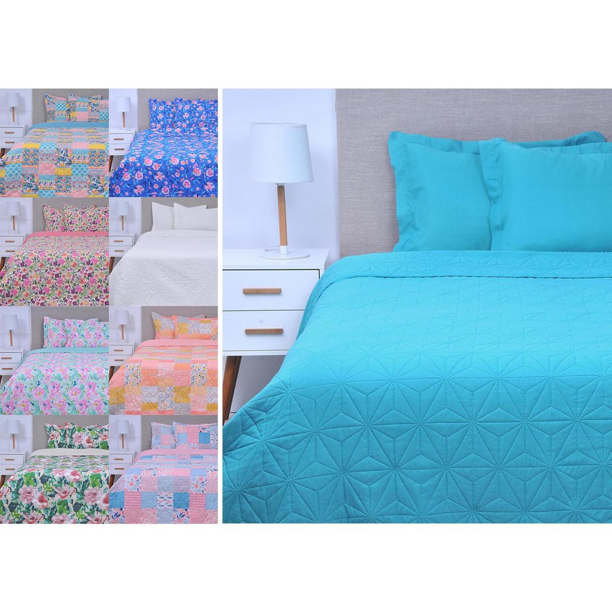 MASHINI - Cubrecama Quilt 2 plazas Colores Surtidos Variados