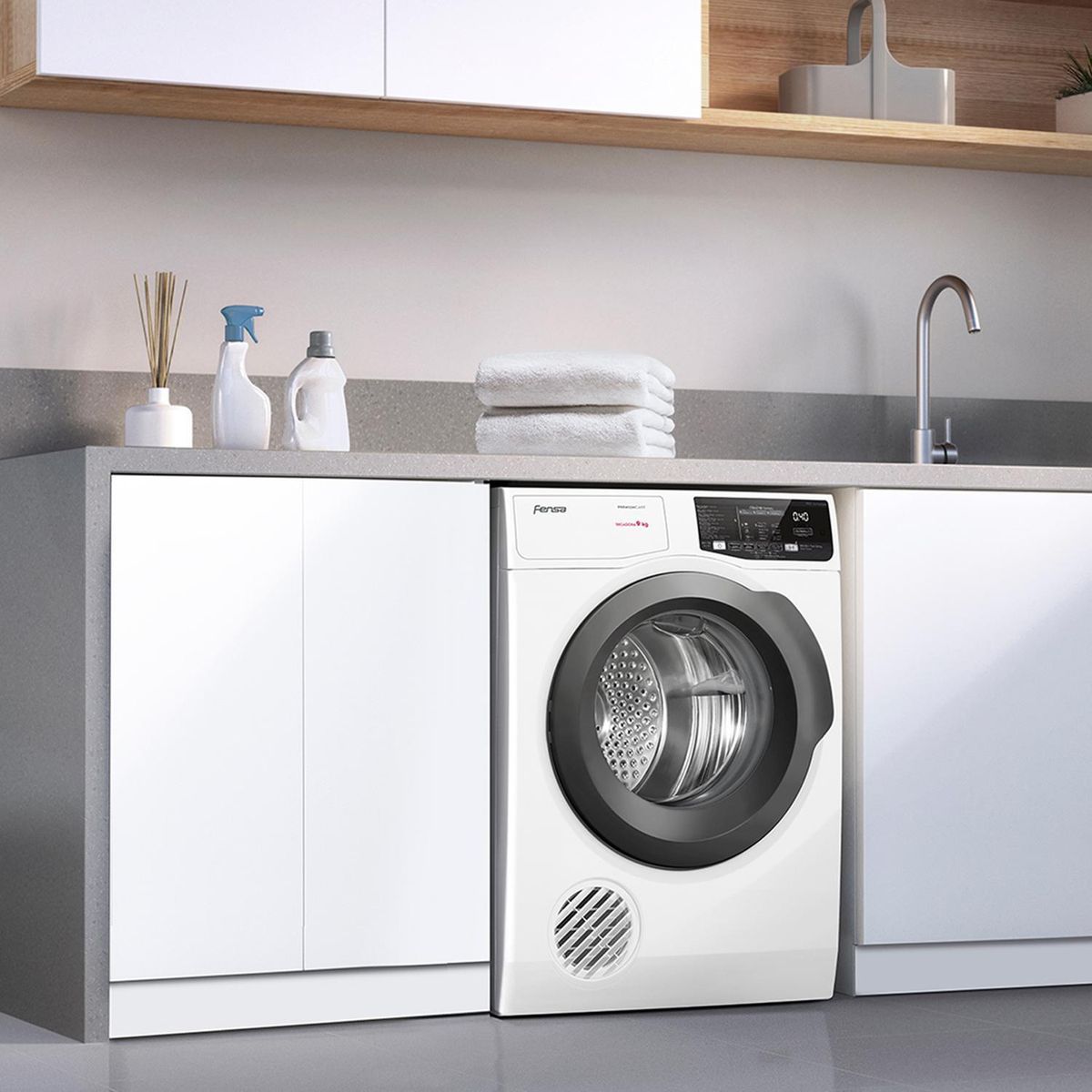 FENSA - Secadora de Ropa 9 kg Carga Frontal con Evacuación Blanco Premium Care 9D