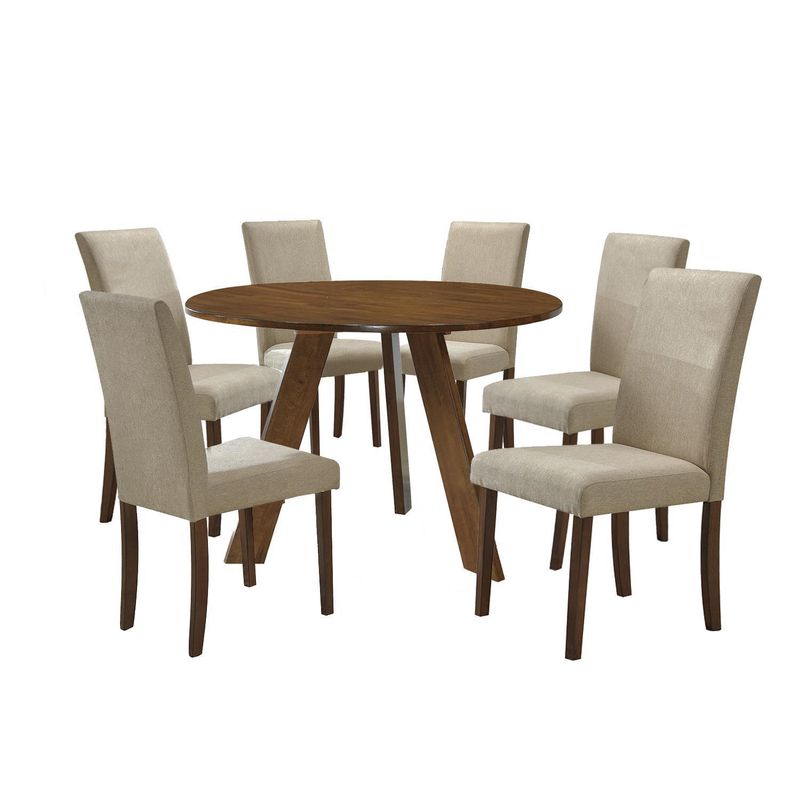 VEKKAHOME - Juego de Comedor Vaasa 6 Sillas Mesa Rectangular 120x76x120 cm Café / Blanco
