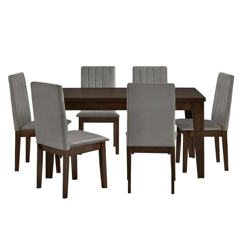 VEKKAHOME - Juego de Comedor Lathi 6 Sillas Mesa Rectangular 90x78x150 cm Gris Claro