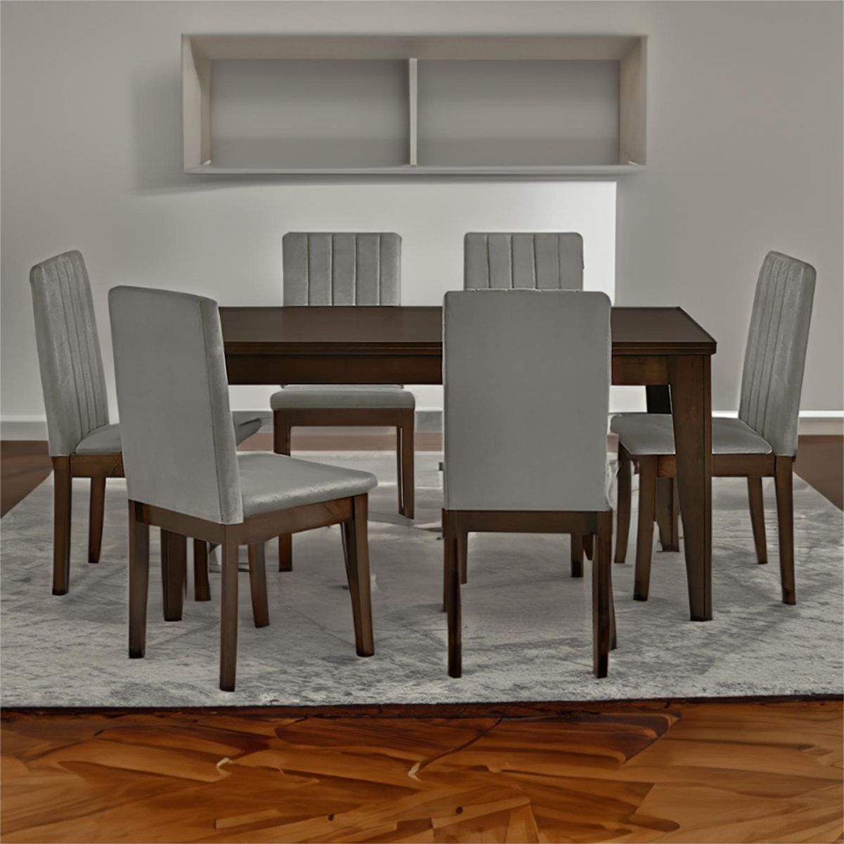 VEKKAHOME - Juego de Comedor Lathi 6 Sillas Mesa Rectangular 90x78x150 cm Café