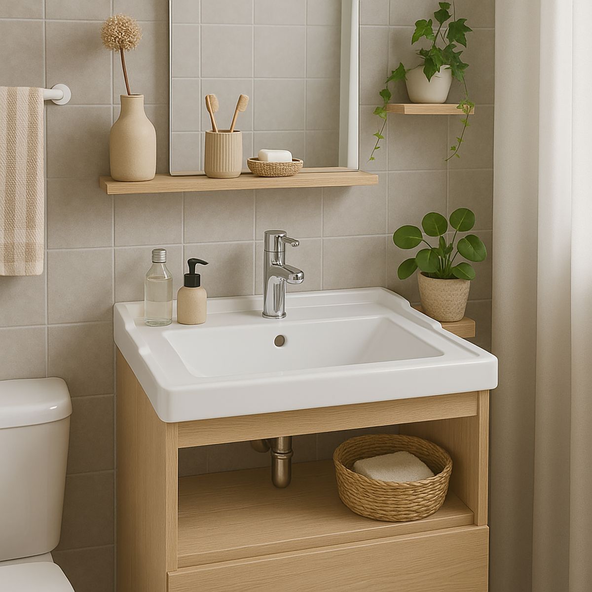 DOMSA - Cubierta Vanitorio Forma Rectangular Loza 60x19x47 cm Blanco