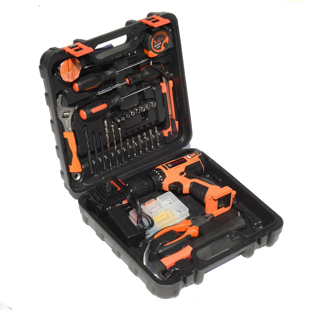 KOXIS - Atornillador inalámbrico 12 V + caja con 117 piezas herramientas