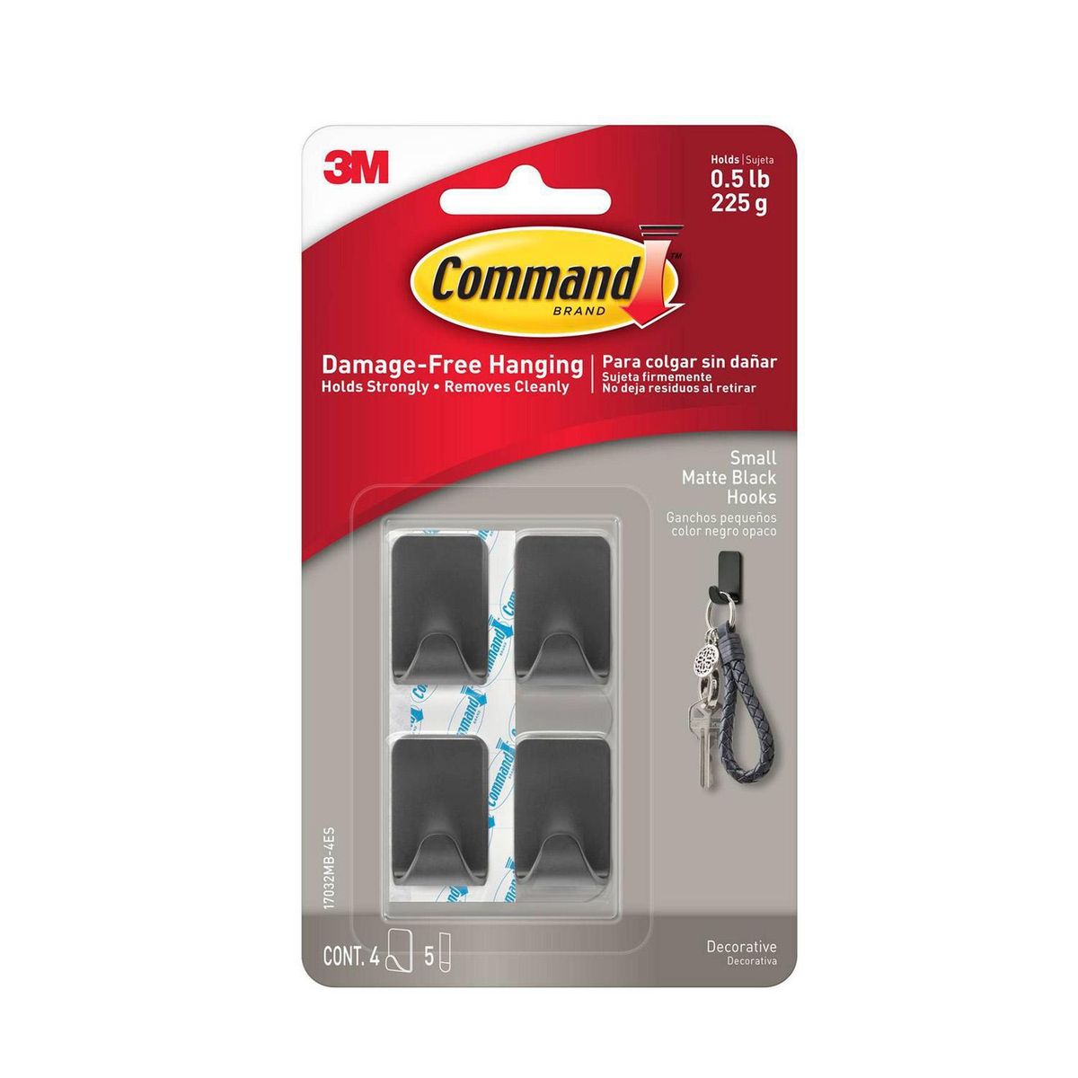 COMMAND - Ganchos para colgar pequeño negro 4 unidades