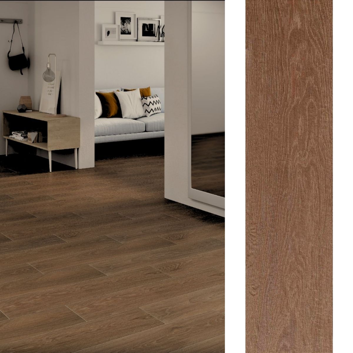 ECOCERAMIC - Porcelanato 25x100 cm Nobuk Café Roble 1.5 m2