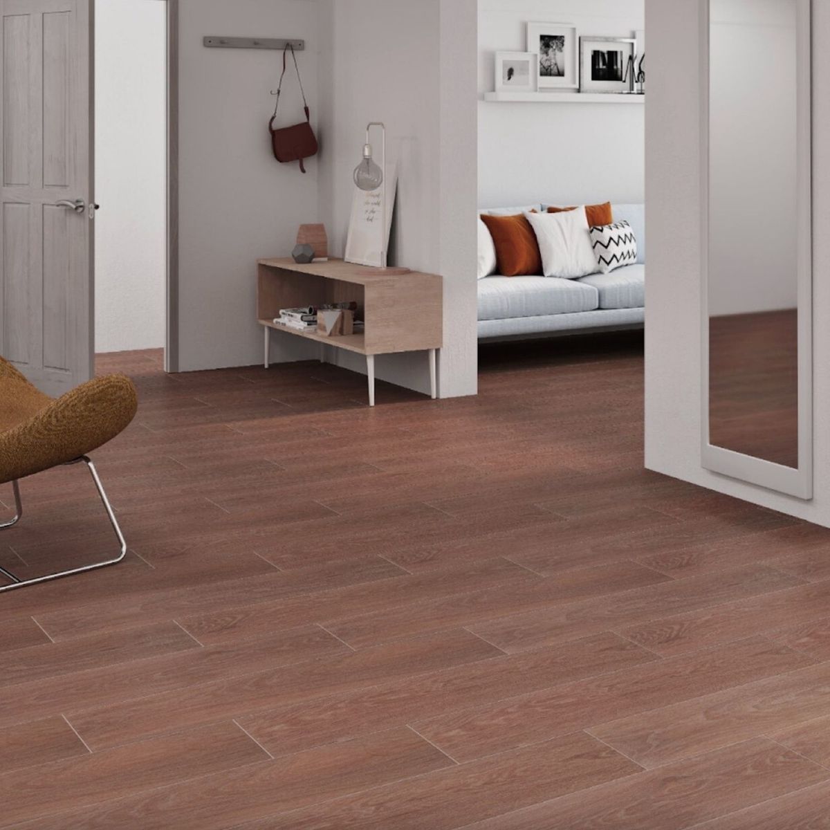 ECOCERAMIC - Porcelanato 25x100 cm Nobuk Café Nogal 1.5 m2