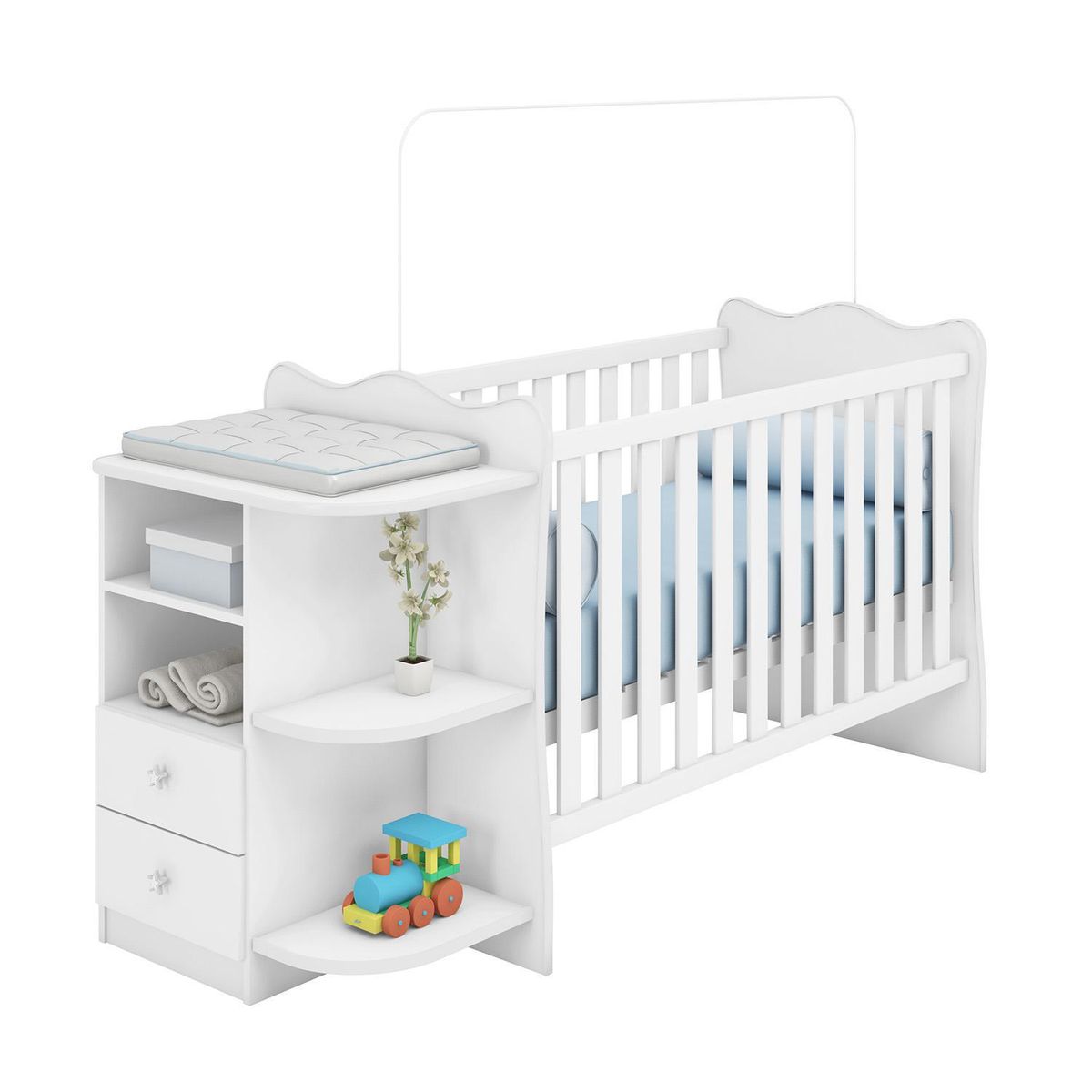 RODLER - Cuna Bebé Blanca Multy Cajones 174x91,8x68 cm