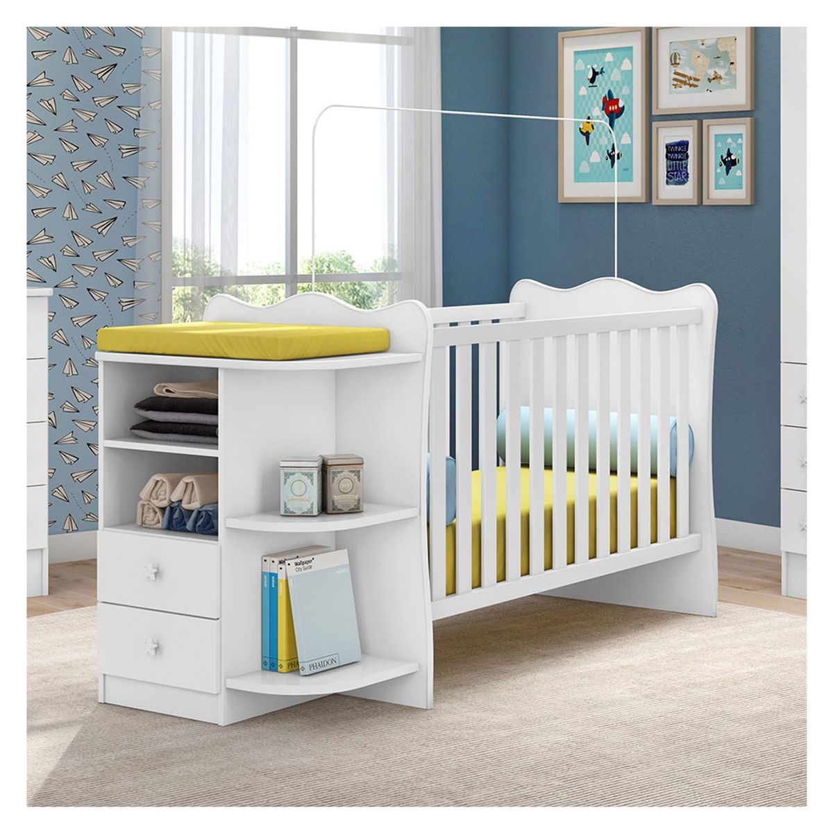 RODLER - Cuna Bebé Blanca Multy Cajones 174x91,8x68 cm