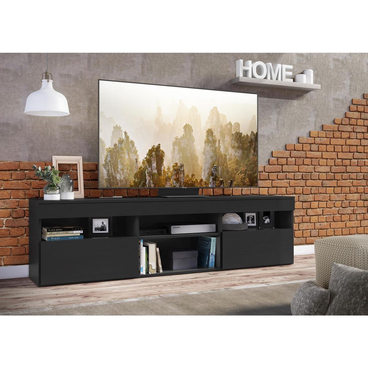 BE DESIGN - Rack TV 60" 175x48x35 cm negro