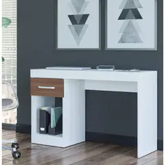 BE DESIGN - Escritorio con cajón 45x108x76 cm MDF blanco/avellana