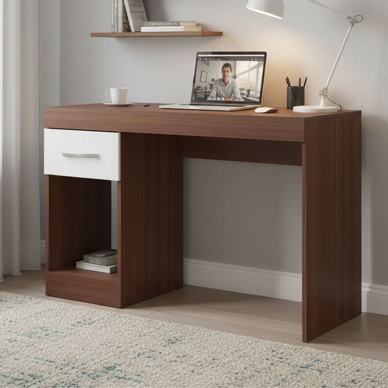 BE DESIGN Escritorio con cajón 45x108x76 cm MDF avellana