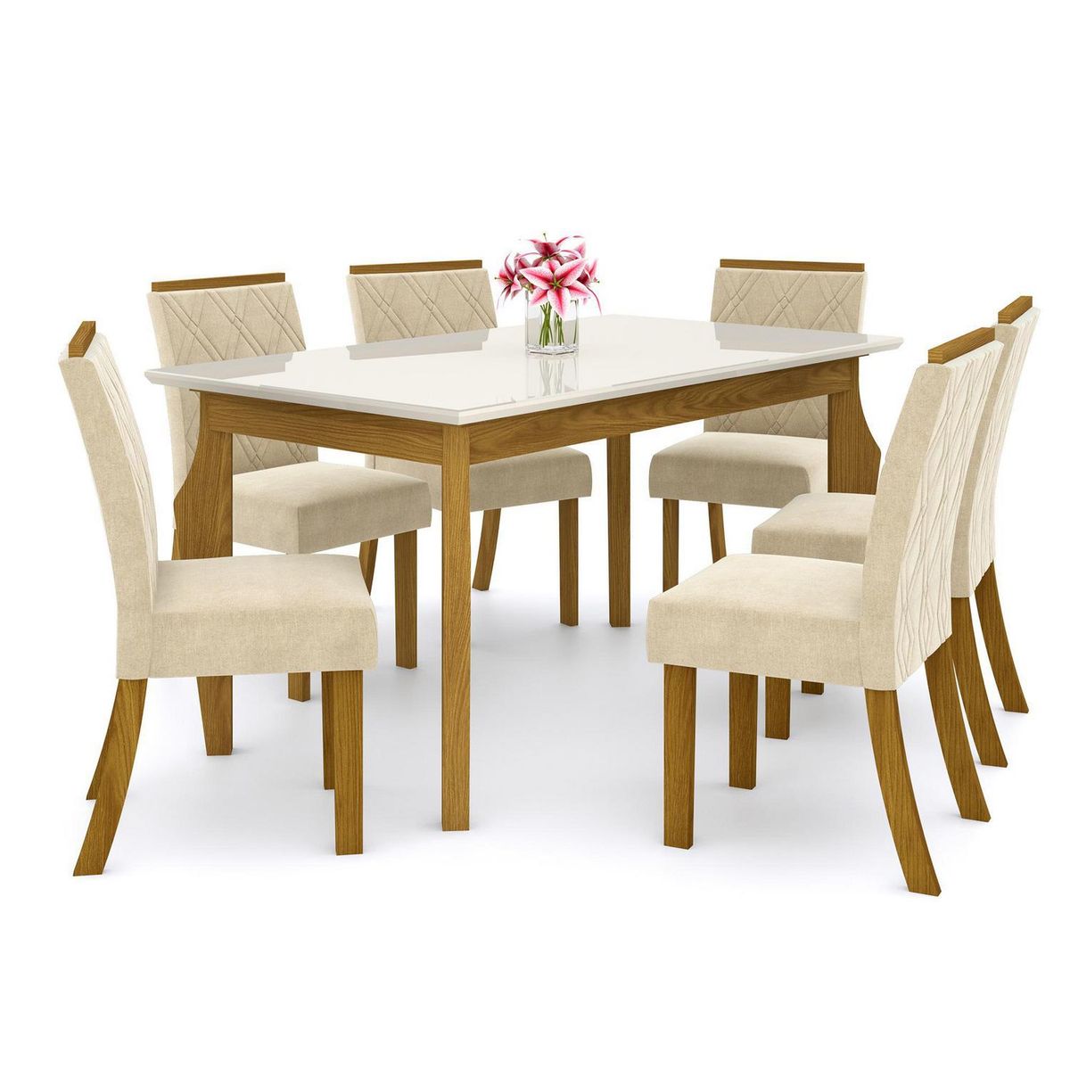 HOME MOBILI - Juego de Comedor Astrom 6 Sillas Mesa Rectangular 90x80x160 cm Café