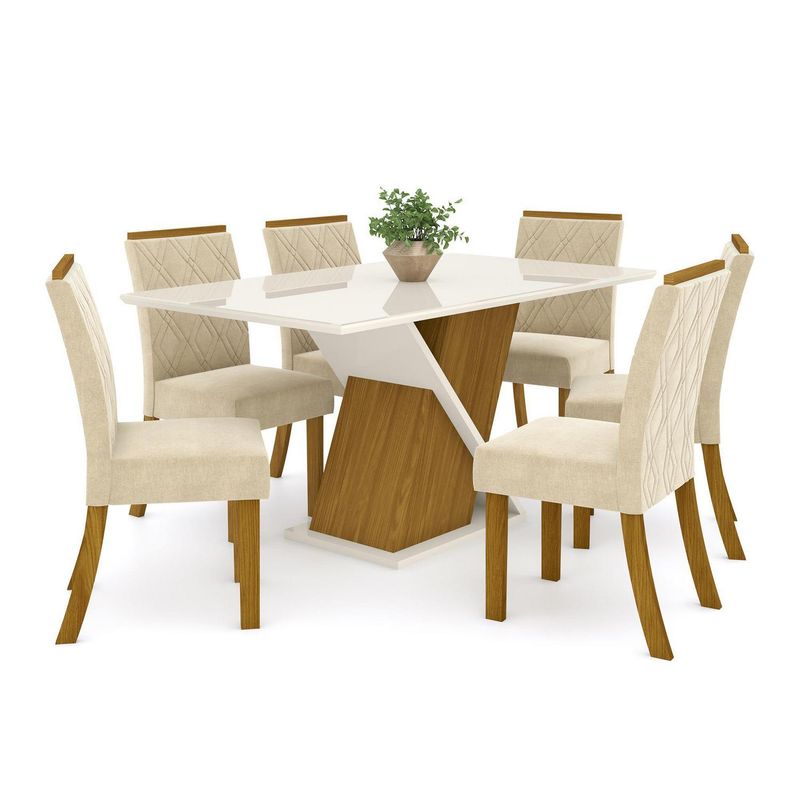 HOME MOBILI - Juego de Comedor Solus 6 Sillas Mesa Rectangular 90x80x160 cm Natural