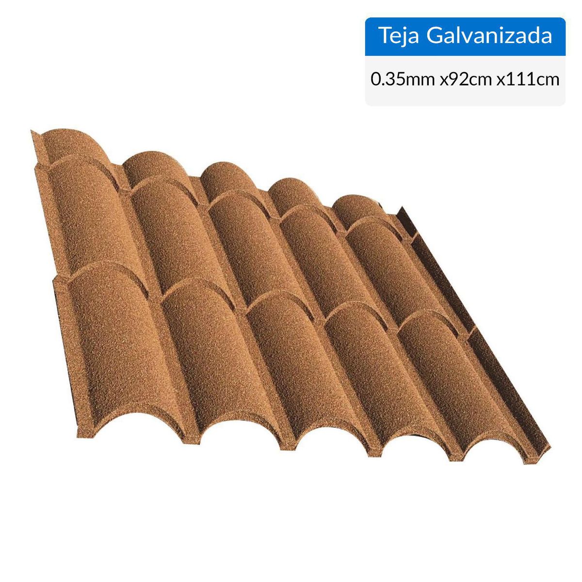 INPPA - Teja Gravillada Castellon Base Zinc Aluminio 92x111 cm 0.35 mm Terracota