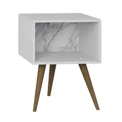 BE DESIGN - Velador 1 Puerta 1 Cajón(es) Retro 1001 44.5x58x35 cm Blanco