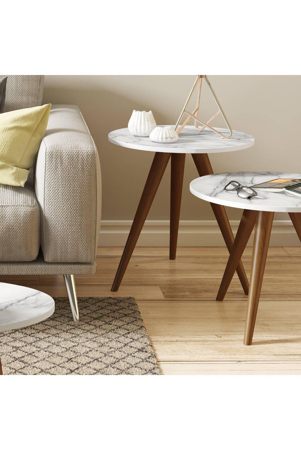 BE DESIGN - Mesa lateral 45x41,5 cm blanco/carrara