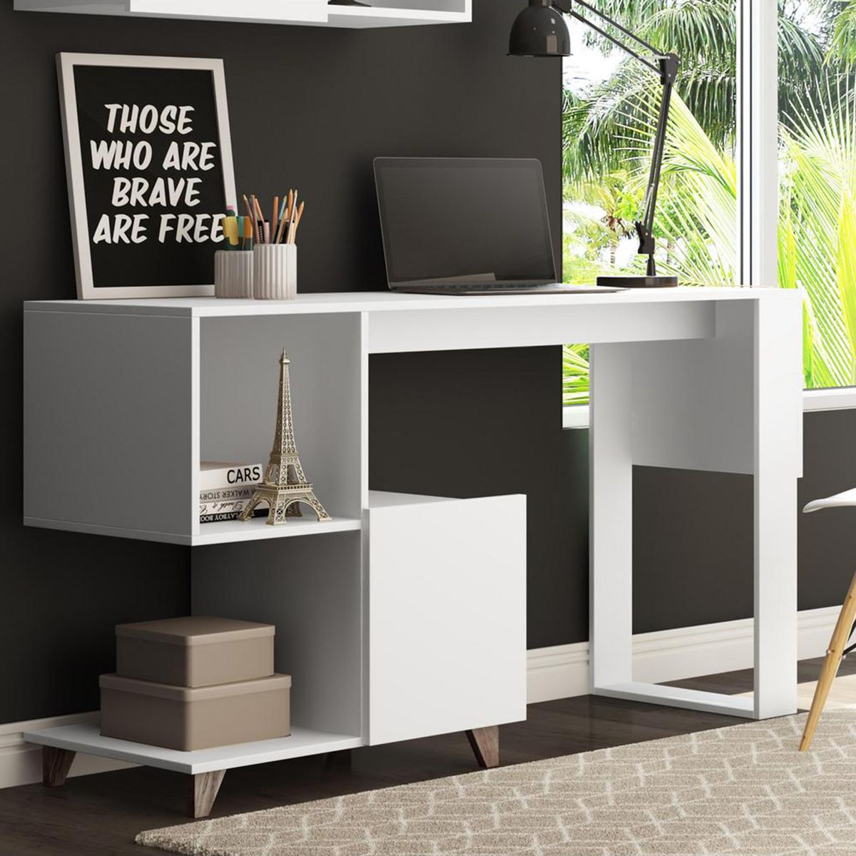 BE DESIGN - Escritorio 44,5x134,5x77,5 cm MDF blanco