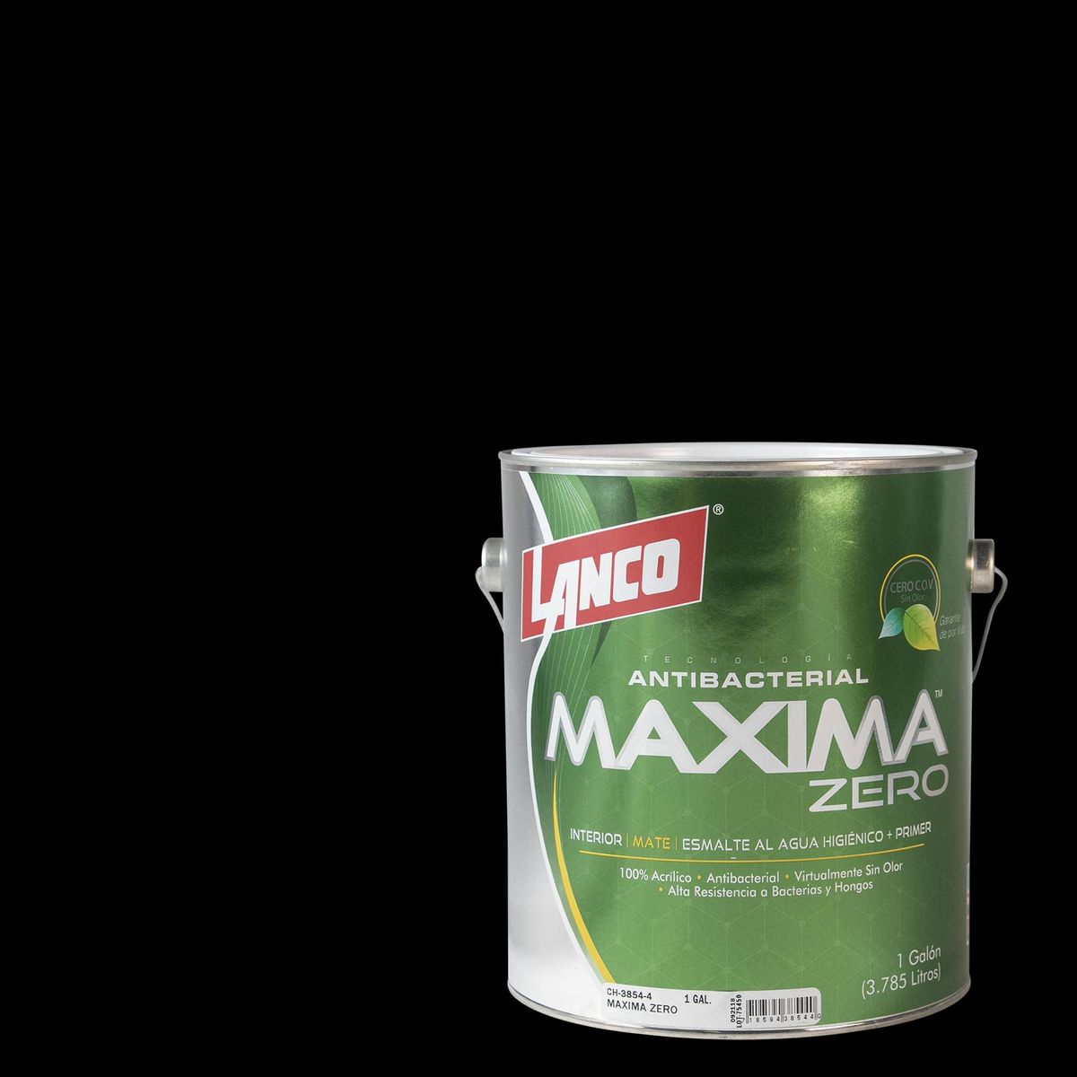 LANCO - Esmalte al Agua Antibacterial 1 galón(es) Semibrillante Negro Negro