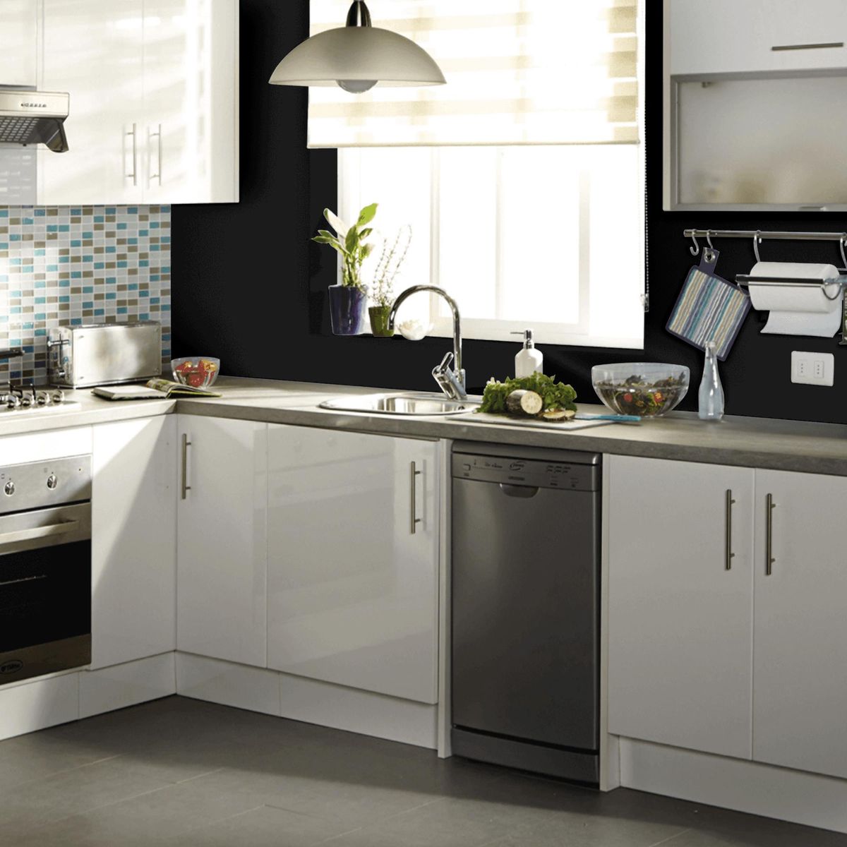 LANCO - Esmalte al Agua Antibacterial 1 galón(es) Semibrillante Negro Negro