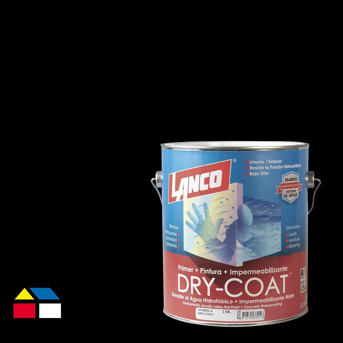 LANCO - Esmalte al Agua Impermeabilizante Galón 1 galón(es) Mate Negro Negro 