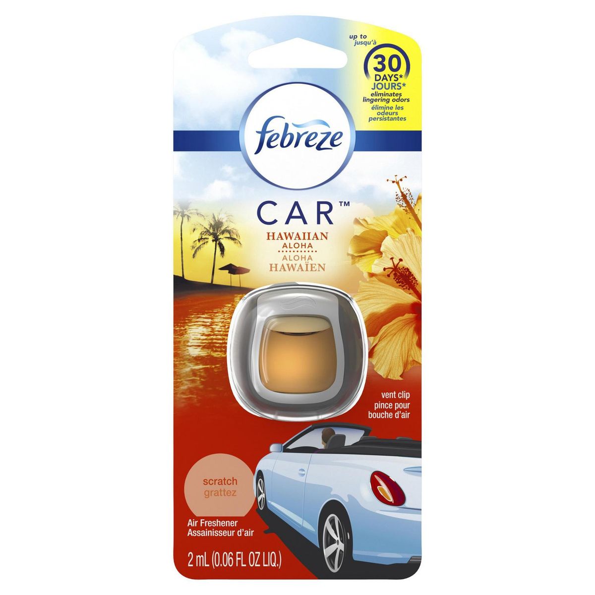 FEBREZE - Ambientador Auto Febreze Hawaiian Aloha Clip Ventilación Tropical