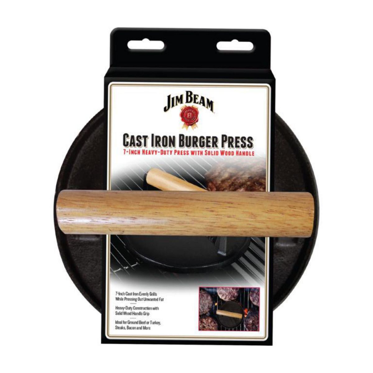 JIM BEAM - Prensa Para Hamburguesas Grill De Hierro Fundido