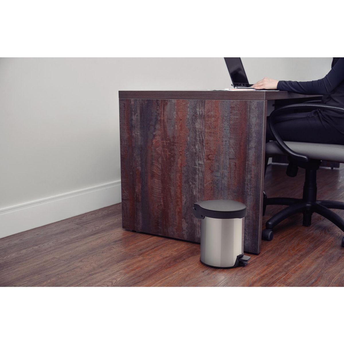 TRAMONTINA - Basurero Pedal New 5 Litros Acero Inoxidable Inox/negro