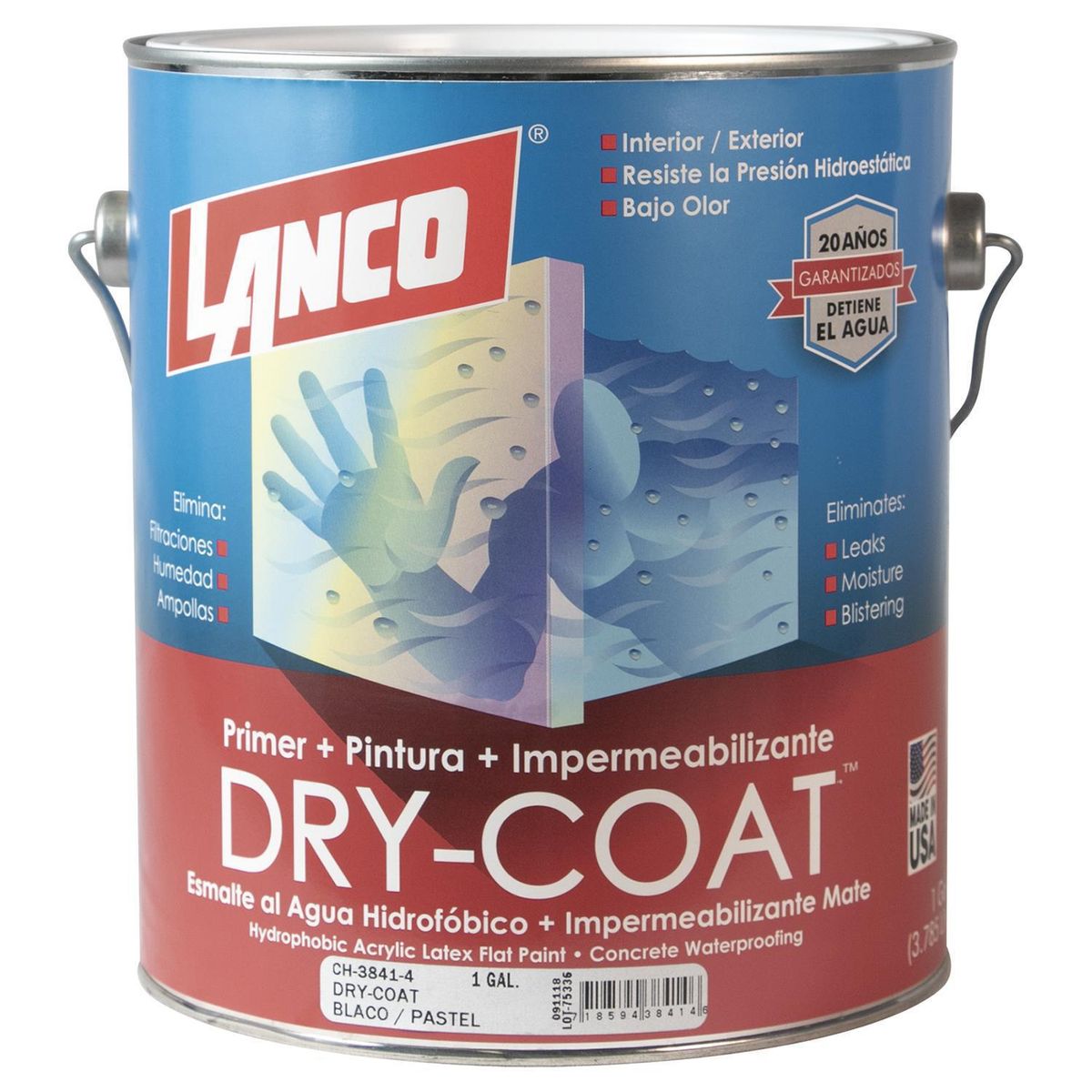 LANCO - Esmalte al Agua Impermeabilizante Galón 1 galón(es) Mate Celeste Cool Garden 