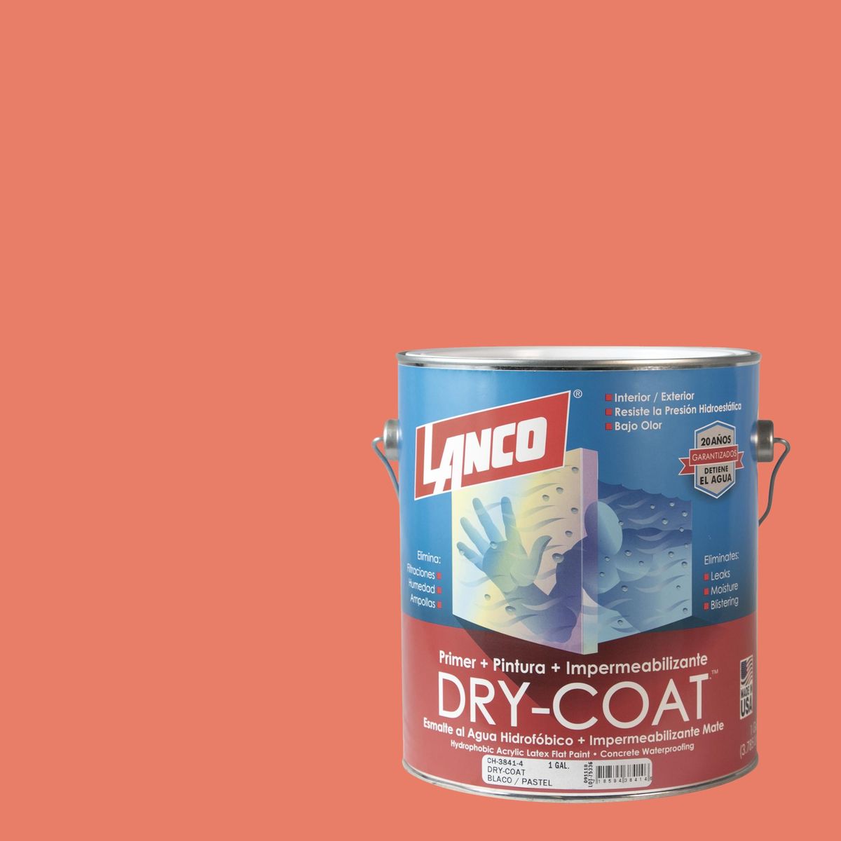 LANCO - Esmalte al Agua Impermeabilizante Galón 1 galón(es) Mate Naranjo Coral Sunset 