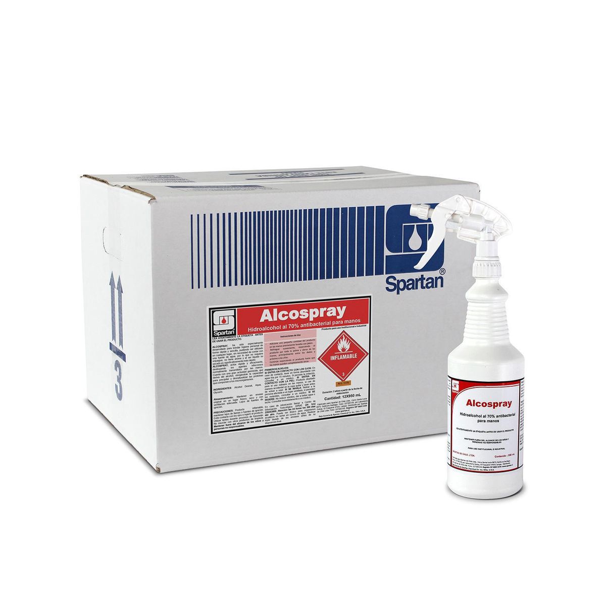 SPARTAN - Caja 12 Alcospray Higienizante manos 950 ml