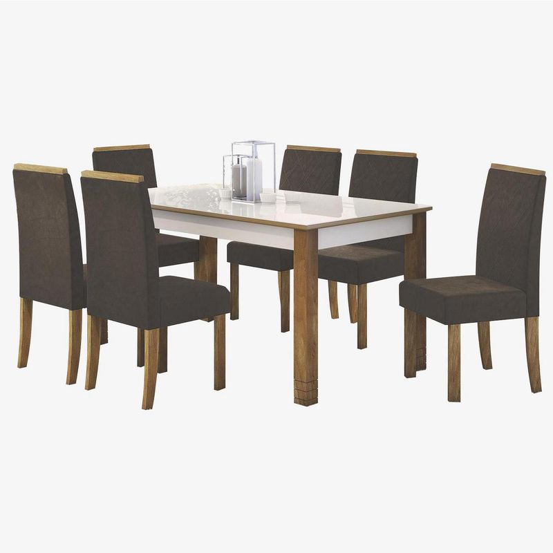 MOBILO - Juego de Comedor  6 Sillas Mesa Rectangular 90x80,5x160 cm Nogal