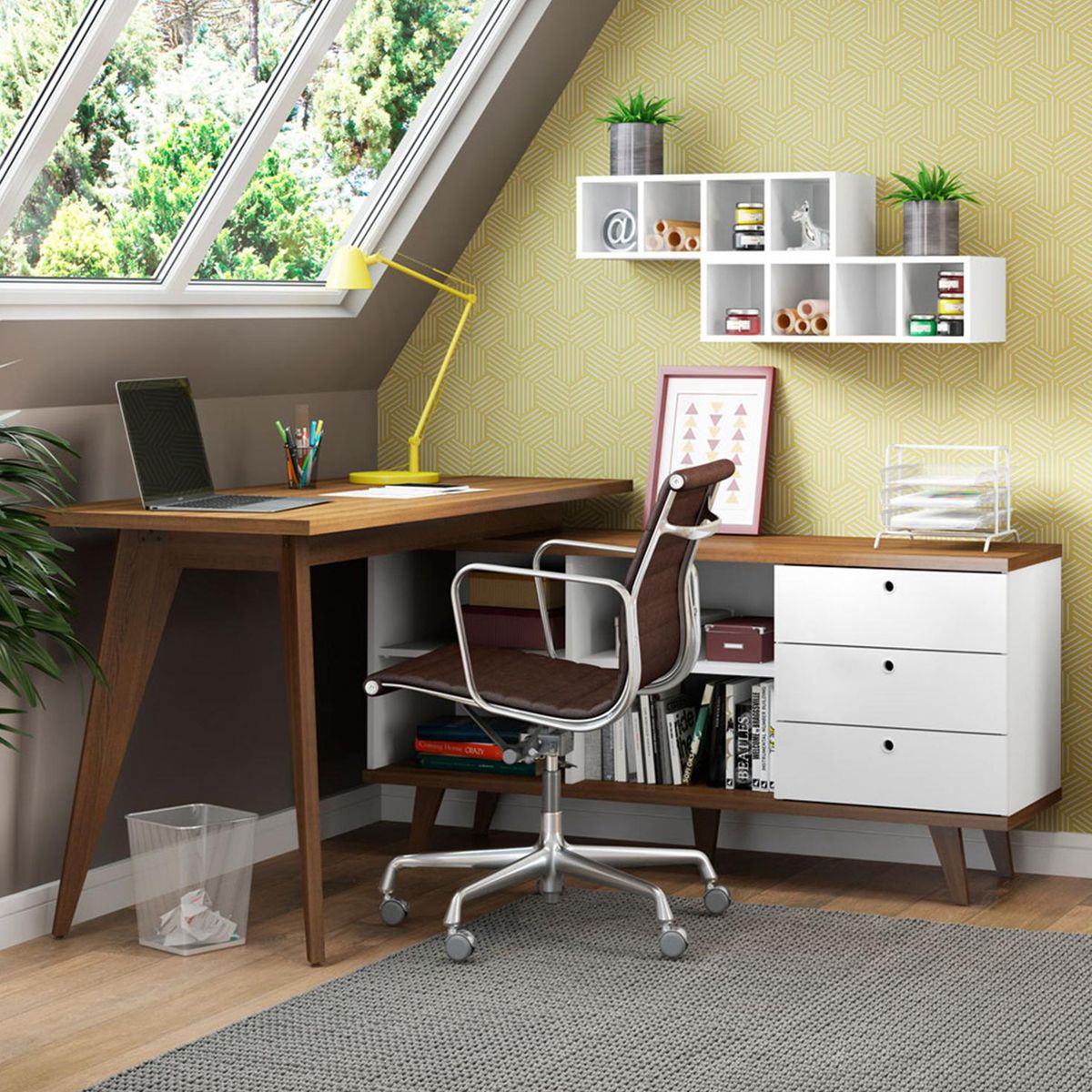 MOBILO - Escritorio 230X60X77 cm MDP rústico/blanco