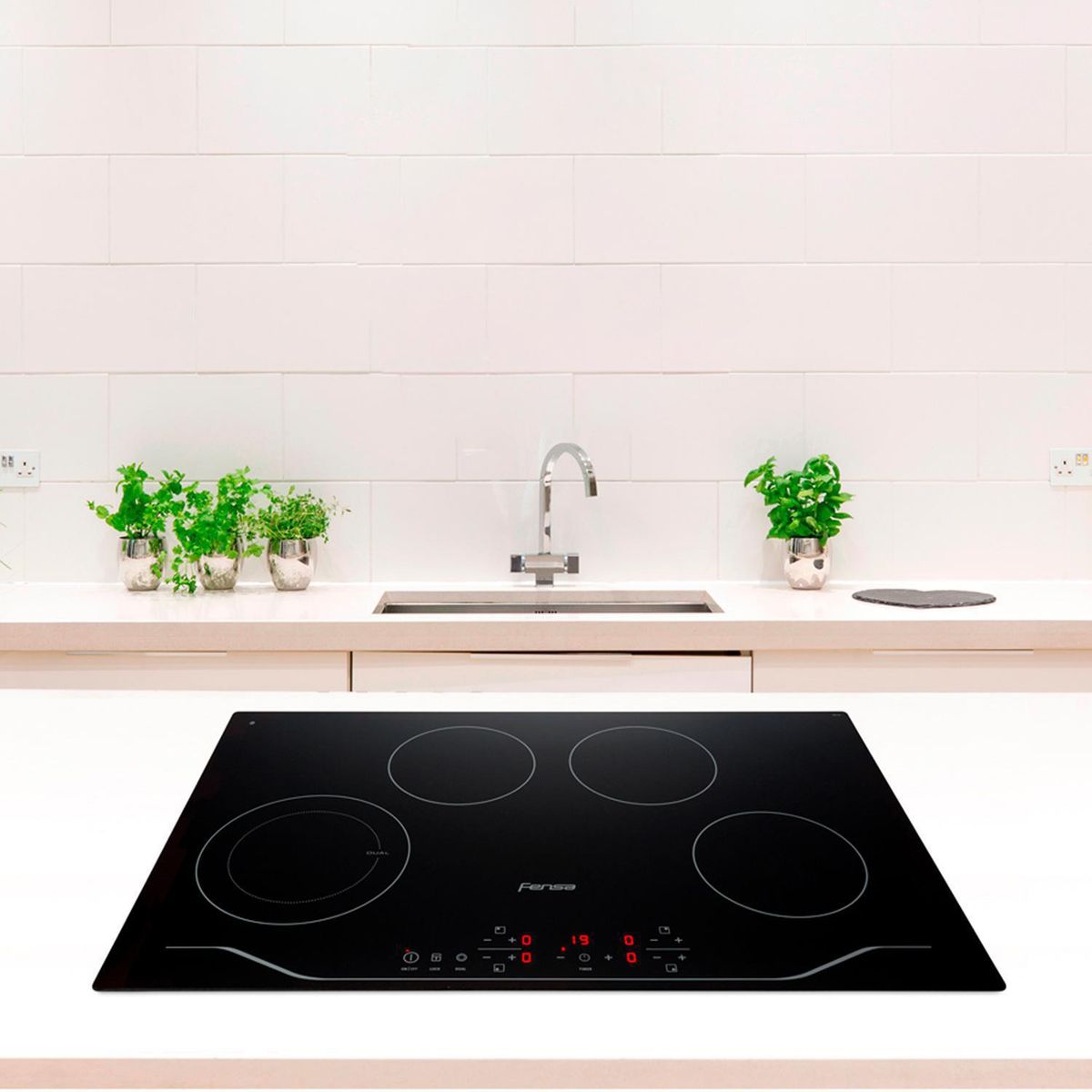 FENSA - Encimera Vitrocerámica 4 Platos Negro FEV 4T