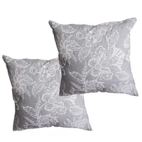 Set De 2 Cojínes Lona Estampado Gris 50x50 cm