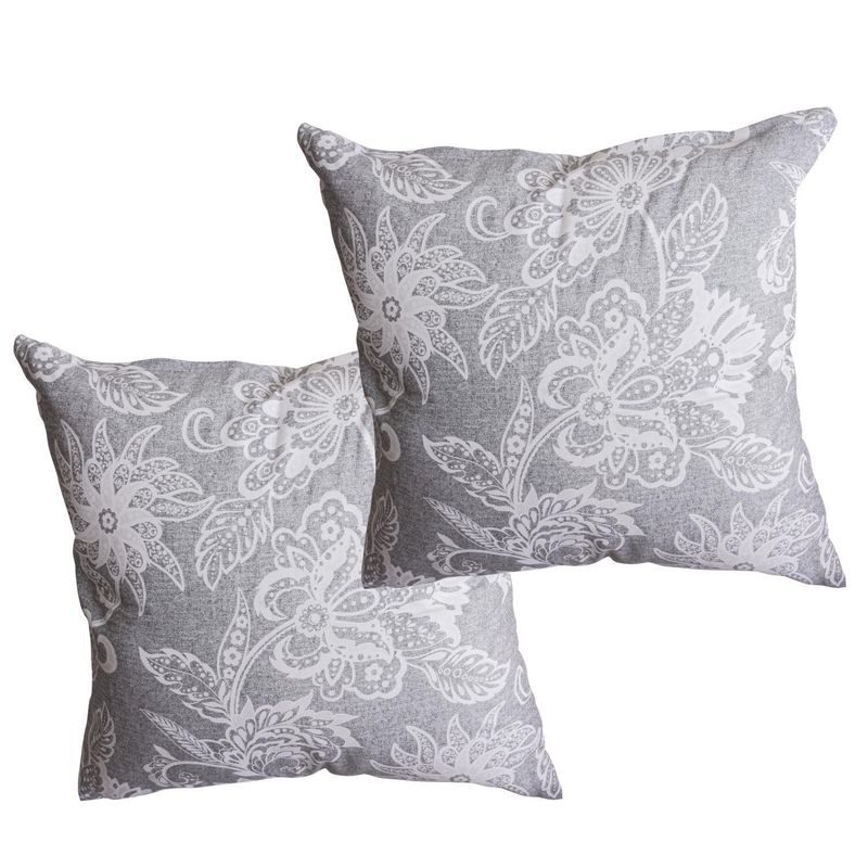 MASEL - Set De 2 Cojínes Lona Estampado Gris 50x50 cm