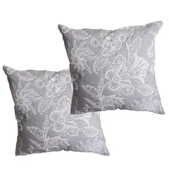 MASEL - Set De 2 Cojínes Lona Estampado 50x50 cm Gris