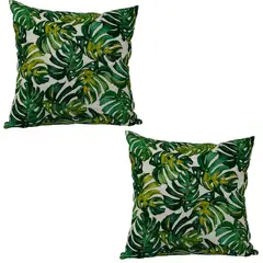 MASEL - Set De 2 Cojínes Lona Estampado 50x50 cm Verde